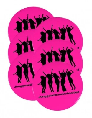 6 x Ansteck Button Junggesellinnenabschied Ø 5,6 cm Anstecker Pin Hochzeit NEU - Bild 1 von 2