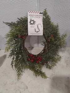 1 Snowy Pine Berry Target Bullseye Playground 6'Christmas Wreath/ Garland NWT Q - Picture 1 of 12