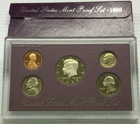 1988 Proof Set ** Great Birthday Gift for the Dad/Son/Friend born this year ** Cover