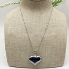 Natural Terahertz Wave Gemstone Love Heart Carved Pendant Necklace Healing Reiki
