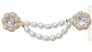 CROCS Authentic JIBBITZ Charms Double Chain Pearls Gold Flower Crystal Jewels - Picture 1 of 8