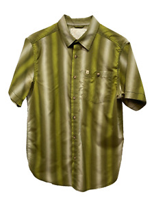 Prana Vertical Striped Short Sleeve Button Up Collared Shirt Men's M