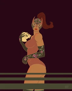 Ebony Soy - Original Giclee Print - Lucha Libre Luchadora - KEPYR Charity - Picture 1 of 6