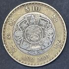 2001 Mexico $10 Diez Nuevos Pesos Bimetallic Center Coin