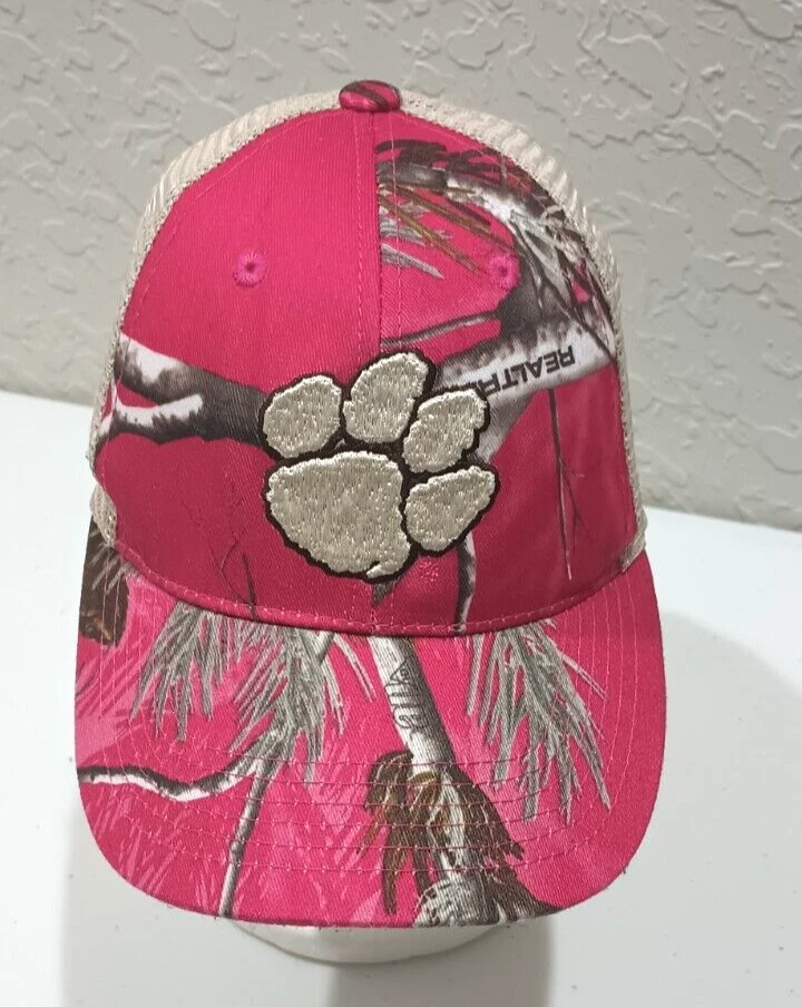 Clemson Tigers Top of The World Snapback Trucker Hat Cap Adult Pink & Beige Mesh - Image 1 of 4