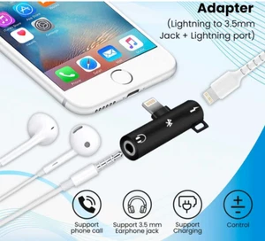 2in1 Ladegerät Audio Kopfhörer Adapter Dock für iPhone 13 12 11 Pro XR XS 14 8 SE - Bild 1 von 7