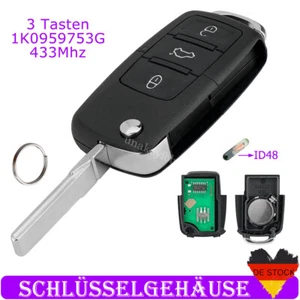 Funk Schlüssel 433Mhz 1K0959753G + ID48 Chip Für VW Golf Touran Bora Seat Skoda - Bild 1 von 9