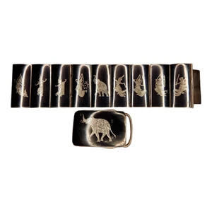 Vintage Rare Elephant Illusions Siam Sterling Silver Bracelet and Belt Buckle 4 - Picture 1 of 1