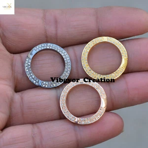 Pave Diamond Finding Lock Gold vermeil Clasp 925 Solid Silver Bracelet Making - Picture 1 of 10