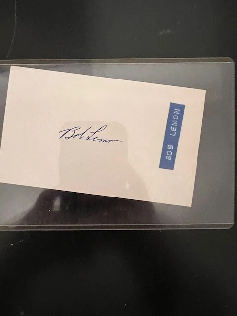 Bob Lemon signed index card w/ COA - Image 1 of 1