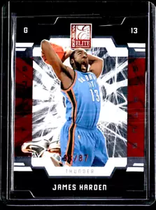 JAMES HARDEN 2009 ELITE **RED** STATUS DIE-CUT ROOKIE RC /87 !! SSP 🔥 CLIPPERS - Picture 1 of 2