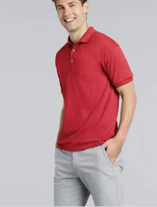 Men's Polo Shirt T Shirt Size 2XL XXL Tee Top Red 100% Cotton Short Sleeve EC04 - Picture 1 of 6