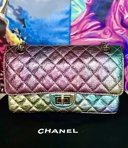 Chanel Rainbow Flap Re-Issue 255 Medium Bag Unicorn Mint Condition Video - Picture 1 of 20