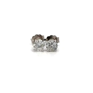 14K White Gold 4.62mm Round Natural Diamond Friction Post Stud Earrings_J1097 - Picture 1 of 10