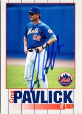 Greg Pavlick autographed baseball card (New York Mets) 1995 Kahns #52
