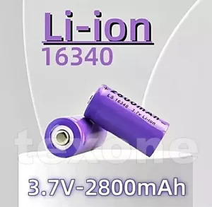 1 - 2X Akku 16340 CR123A 2800 mAh Akku 3,7V Wiederaufladbar Batterien 16X34 mm - Bild 1 von 4