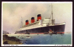 Cunard WHITE STAR Postcard. RML "QUEEN MARY" Ship- Ocean Liner - Picture 1 of 2