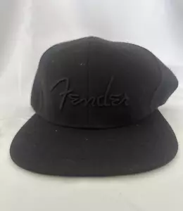 Cappello Berretto Vintage Fender Nero Flatbill Snapback Cotone Ricamato Logo 3D Nuovo con etichette - Foto 1 di 2