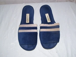 Blau und cremeweiß Slipper Hausschuhe Größe Large 11 - 12,5 schöne Hausschuhe siehe Bilder - Bild 1 von 9