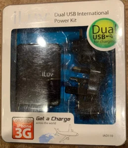 Iluv Dual USB International Power Kit European/ USA Plugs 110/220 Volt Charger - Picture 1 of 3