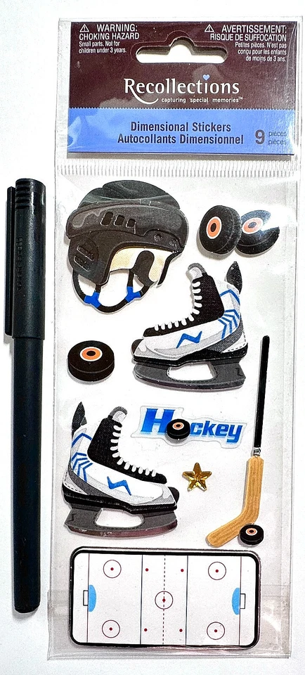Recollections Ice Hockey Stickers Scrapbooking Embellishment Card - Image 1 of 1
