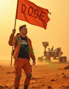 ELON MUSK ON MARS OPERA D'ARTE 8 X 10 FOTO LUCIDA TESLA SPACE X OOAK ART DOGE - Foto 1 di 2