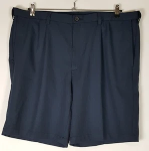 Haggar Navy Blue Casual Shorts Mens Cool 18 Pro Pleated Zip Fly 9" Inseam Sz 42 - Picture 1 of 4