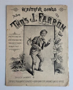 Beautiful Songs Sheet Music by Thos J. Farron Vintage Harding's Music Office NY - Picture 1 of 4