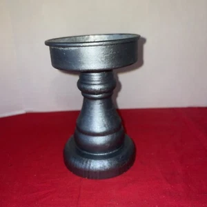 Rustic 5” Tall candlestick holder galvanized metal Tray With Wood Base - Picture 1 of 6