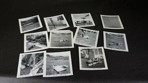 11 VINTAGE Black & White 1950’s SNAPSHOT PHOTOS GAS MODEL PLANES & CRASHES - Picture 1 of 6