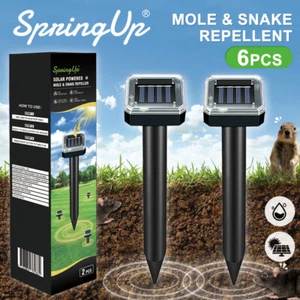 6Pcs Garden Snake Repeller Multi Pulse Ultrasonic Solar Powered Pest Repellent - Picture 1 of 11