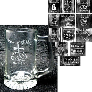 Kiste mit 12 personalisierten 25 Unzen Glas Tassen individuelle Gravur Hochzeit Party Geschenke - Bild 1 von 31