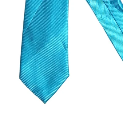 Geoffrey Beene Satin Tie Men’s Long 62.5” Sky Blue Solid Ribbed Classic New - Image 1 of 4