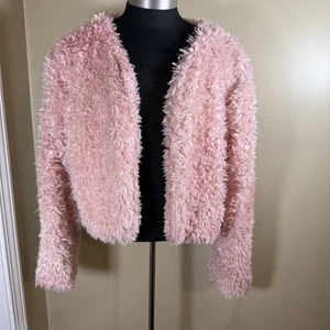 Chaqueta de oso de peluche Favlux Fashion rosa peluda de piel sintética talla L - Imagen 1 de 4