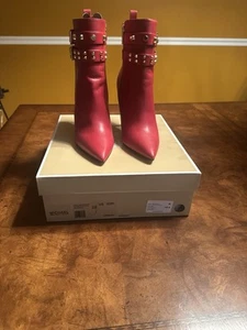 Michael Kors Amal Astor Studs RED Bootie Ankle Boots Shoes Size 10 NEW - Picture 1 of 6