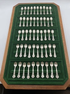 1978 Vintage Franklin Mint 50 State Flower Sterling Silver Mini Spoons Set - Picture 1 of 10