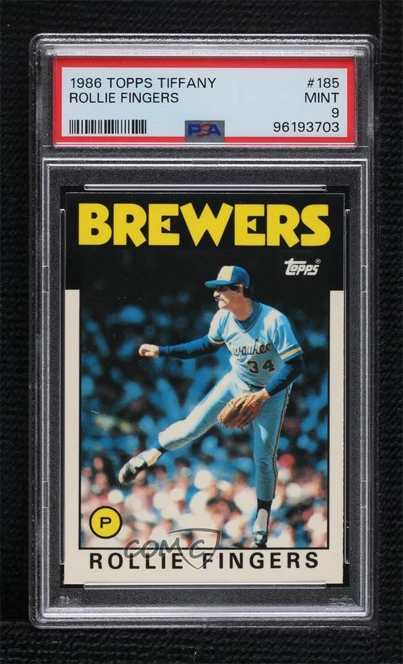 1986 Topps Collector's Edition (Tiffany) Rollie Fingers #185 PSA 9 MINT HOF - Image 1 of 2