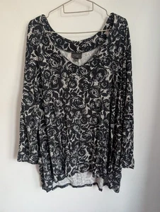 Ann Harvey Black White Jersey 3)4 Sleeve T-shirt Size 30 (T36) - Picture 1 of 6