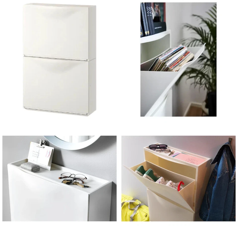 Paquete de 2 Zapateros IKEA TRONES Montados en la Pared Blanco Almacenamiento Organizador Estante Nuevo Foto 1 de 1