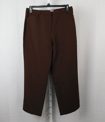 Kathie Lee Collection Petite Wide Leg Workwear Poplin Pants 14P Brown #4268 - Image 1 of 4