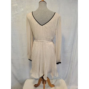 Double Zero L Kleid schwarz creme Plissee Fit Flare Polka Dot Retro Pinup Glam - Bild 1 von 7