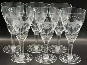 Set of 6 Vintage Wine Glasses Etched Federal Eagle with Shield Stars Wheat USA - Picture 1 of 12