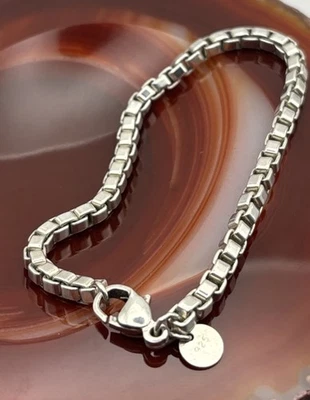 Tiffany & Co. Sterling Silver Thick 4mm Venetian Link Chain Bracelet 7 1/4”  - Image 1 of 4