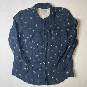 Banana Republic Soft Wash Shirt Womens XL Blue Green Starfish Linen Cotton Blend - Picture 1 of 7