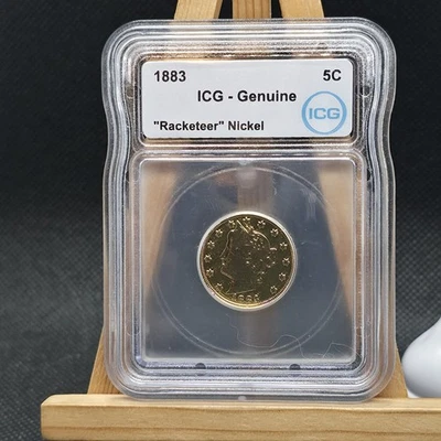1883 Liberty V "Racketeer" Nickel  No Cents ICG Genuine Gold Plated - Image 1 of 2