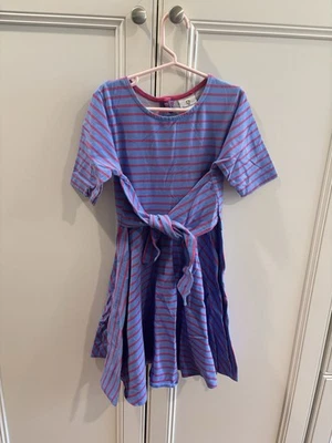 Vestido Florence Eiseman Azul Y Rosa Rayas Corbata Cintura Talla 6x Foto 1 de 4