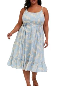Torrid Pastel Blue Feather Print Dress Size 4 - Picture 1 of 11