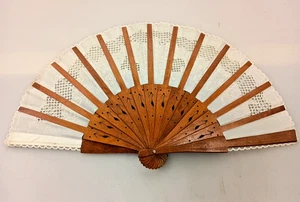 Antique Style Wooden Lace Hand Fan – Wedding Décor or Display – Used – As Is - Picture 1 of 7