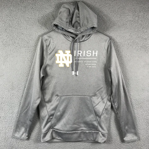Notre Dame Fighting Irish Hoodie Mens Small Gray Under Armour Sweatshirt Cover