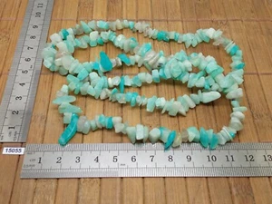 Collier baroque chips AMAZONITE BLEUE de qualité 90cm pierre naturelle reiki - Imagen 1 de 3